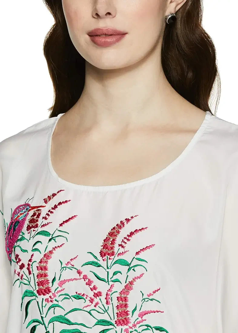 White Kaftan With Hand Embroidery