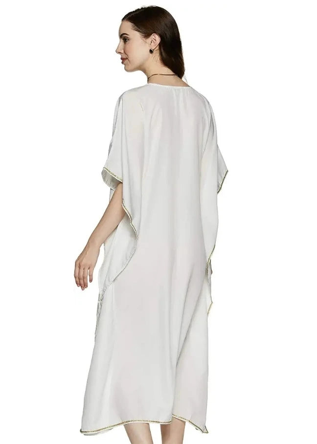 White Kaftan With Hand Embroidery