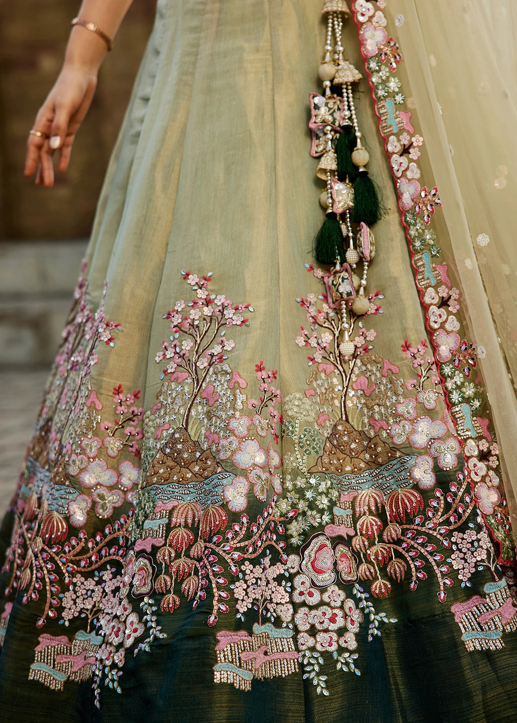 Light Green Bridesmaids Lehenga Choli