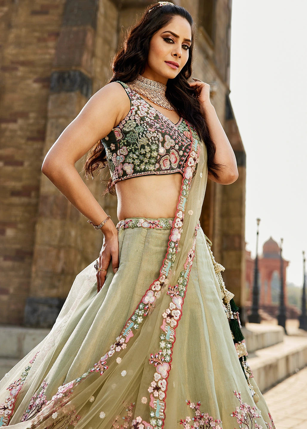 Light Green Bridesmaids Lehenga Choli