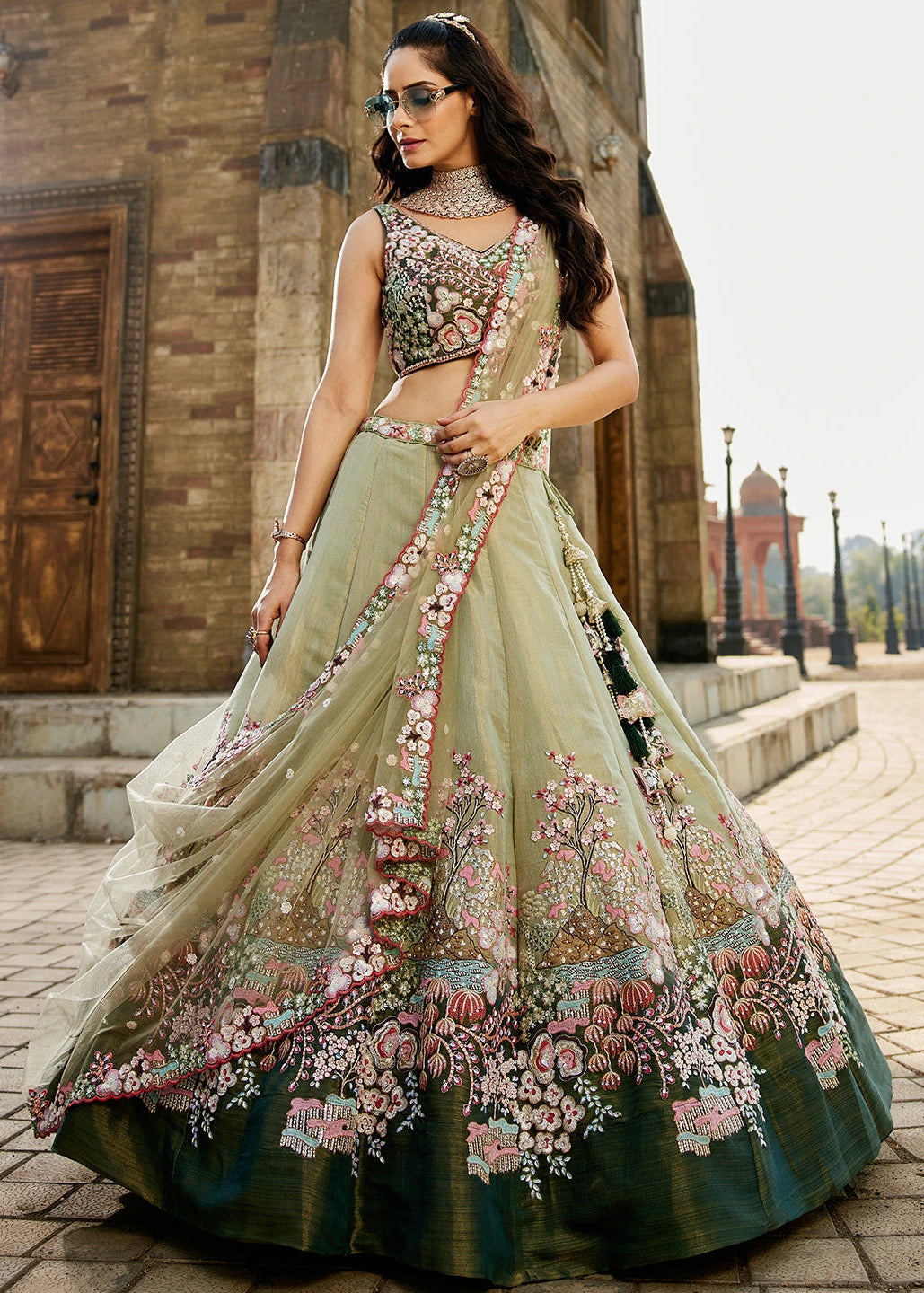 Light Green Bridesmaids Lehenga Choli