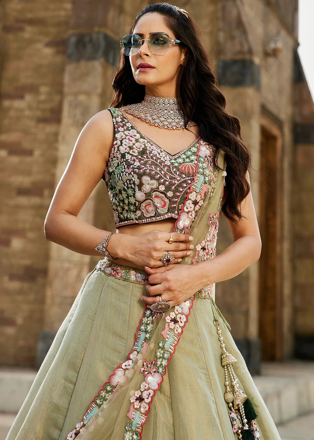 Light Green Bridesmaids Lehenga Choli