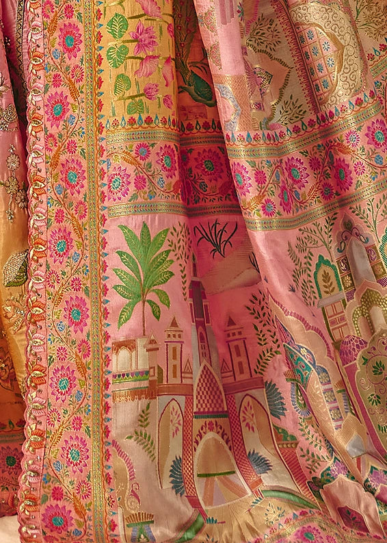 Banarasi Silk Cream & Yellow Bridal Saree