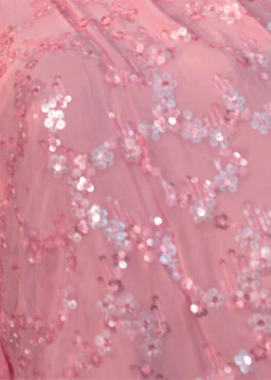 Pure Georgette Party Wear Pastel Pink Sequins Floral Saree