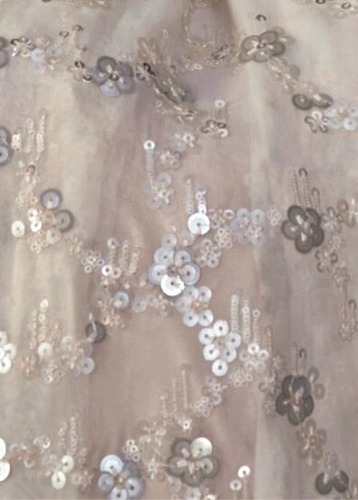 Pure Georgette Party Wear Ivory White Sequins Floral Saree