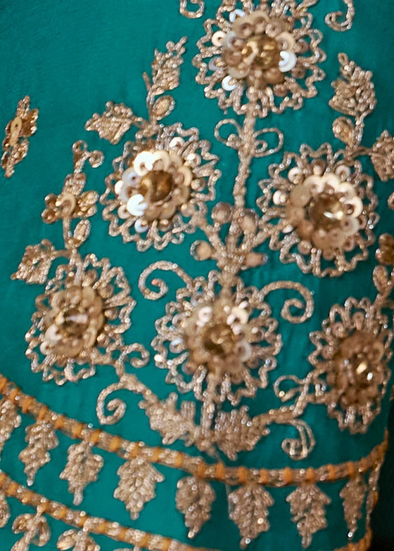 Pure Tissue Silk Yellow Embroidered Saree With Blue Blouse
