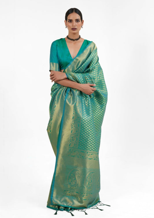Handloom Silk Green Kanjivaram Saree