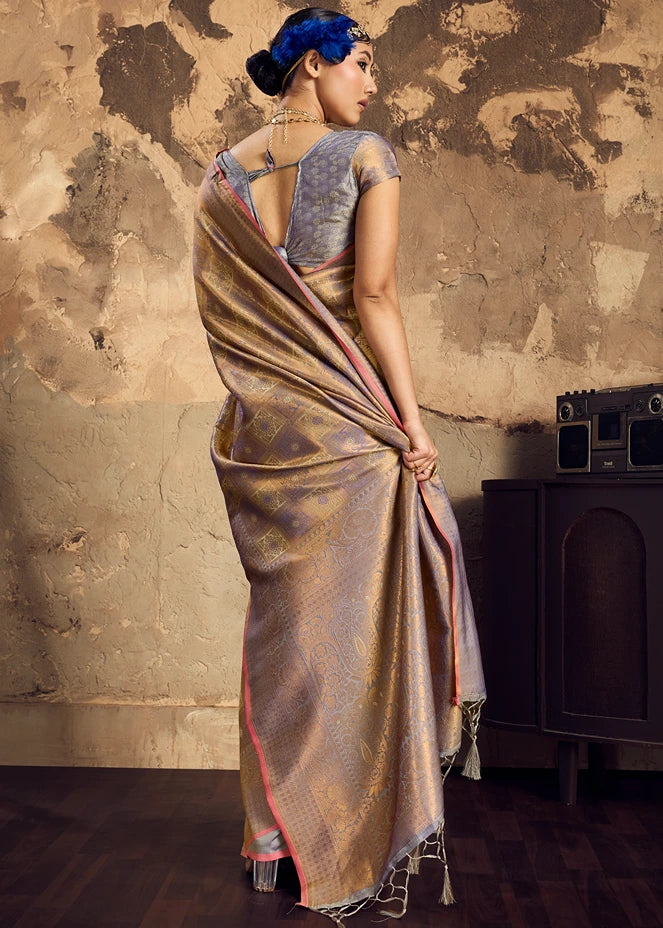 Grey Banarasi Silk Saree