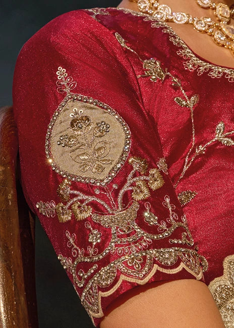 Ivory Cream Kanjivaram Silk Embroidered Saree