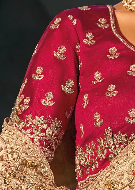 Beige Kanjivaram Silk Embroidered Saree