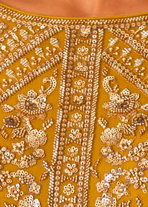 Mustard Yellow Anarkali Gown Suit With Dupatta