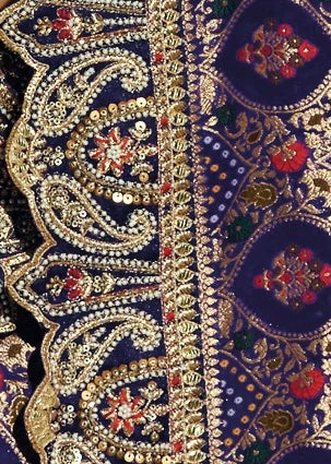 Violet Purple Bandhani Silk Saree With Meenakari
