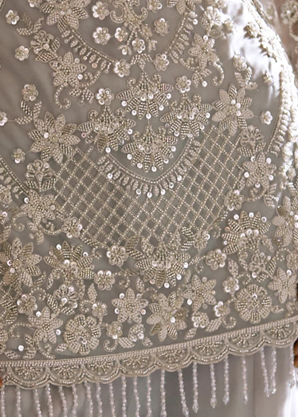 Ivory White-Silver Sharara Suit