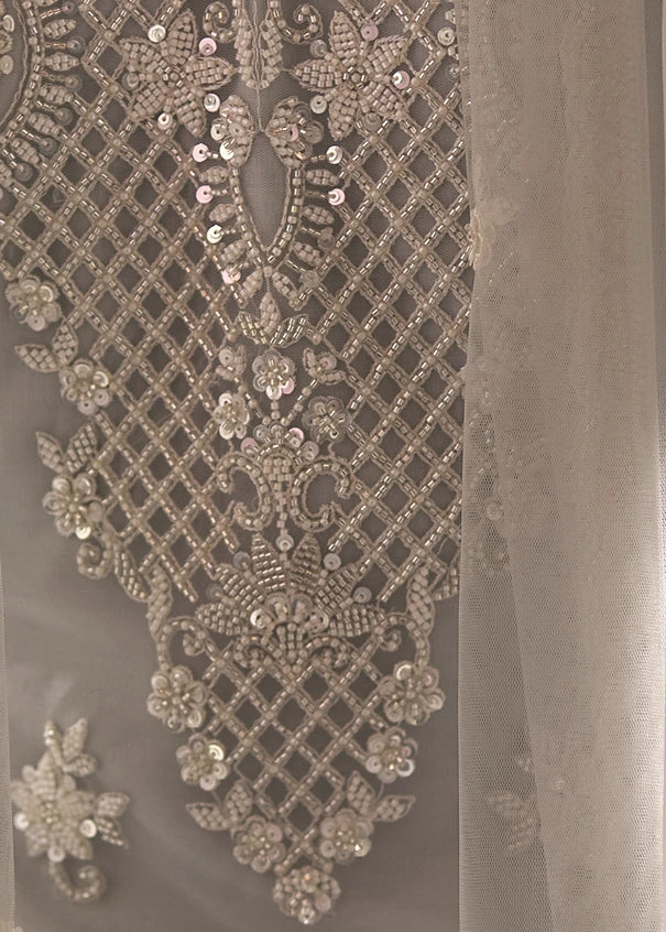 Ivory White-Silver Sharara Suit