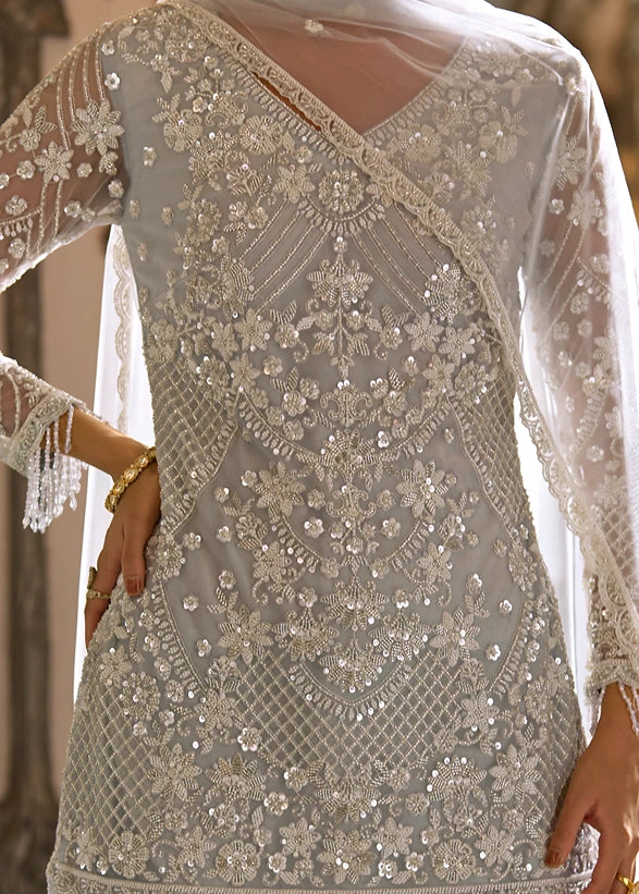 Ivory White-Silver Sharara Suit
