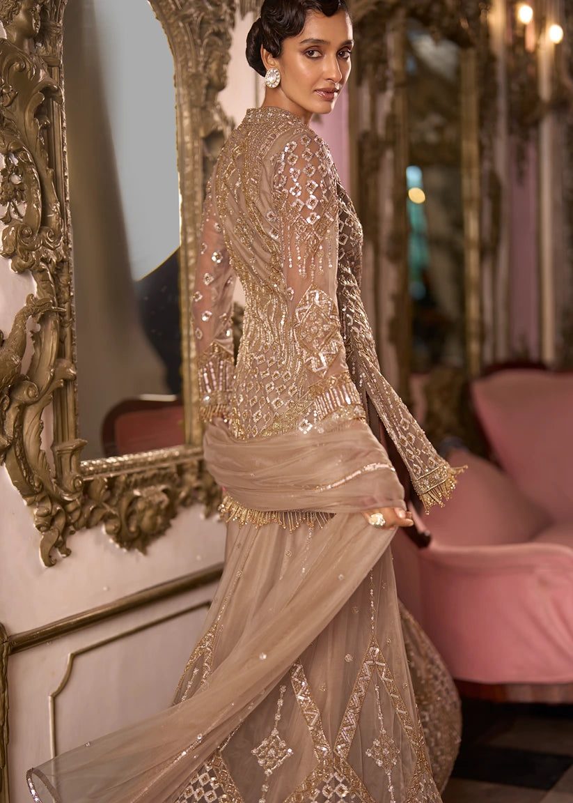 Beige-Gold Sharara Suit