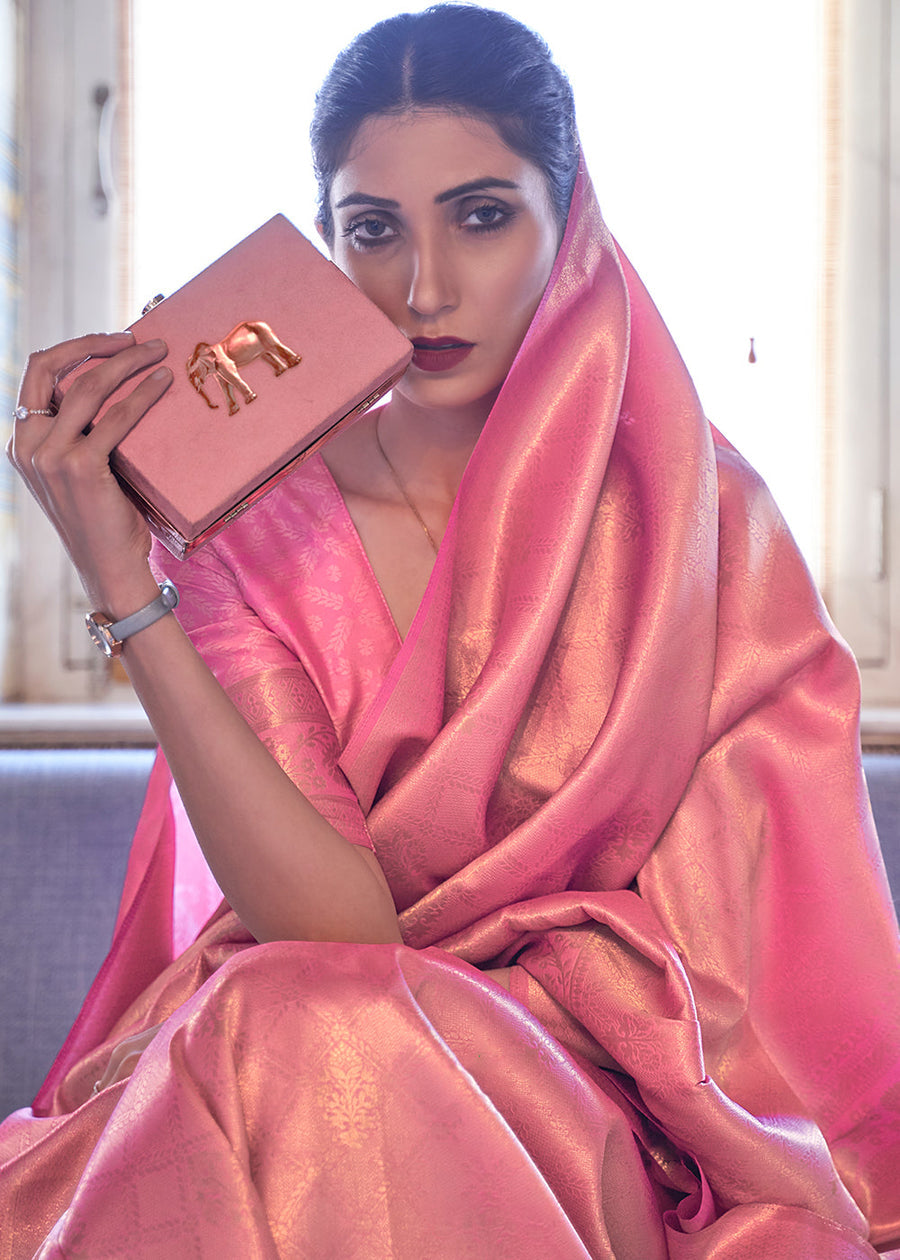 Rose Pink Kanjivaram Silk Saree
