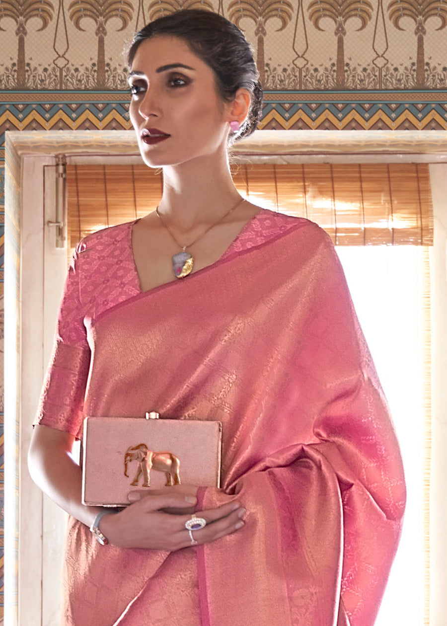 Rose Pink Kanjivaram Silk Saree