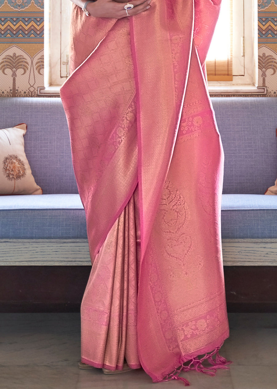 Rose Pink Kanjivaram Silk Saree
