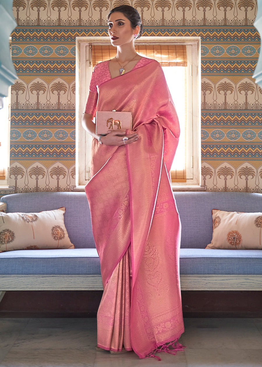 Rose Pink Kanjivaram Silk Saree