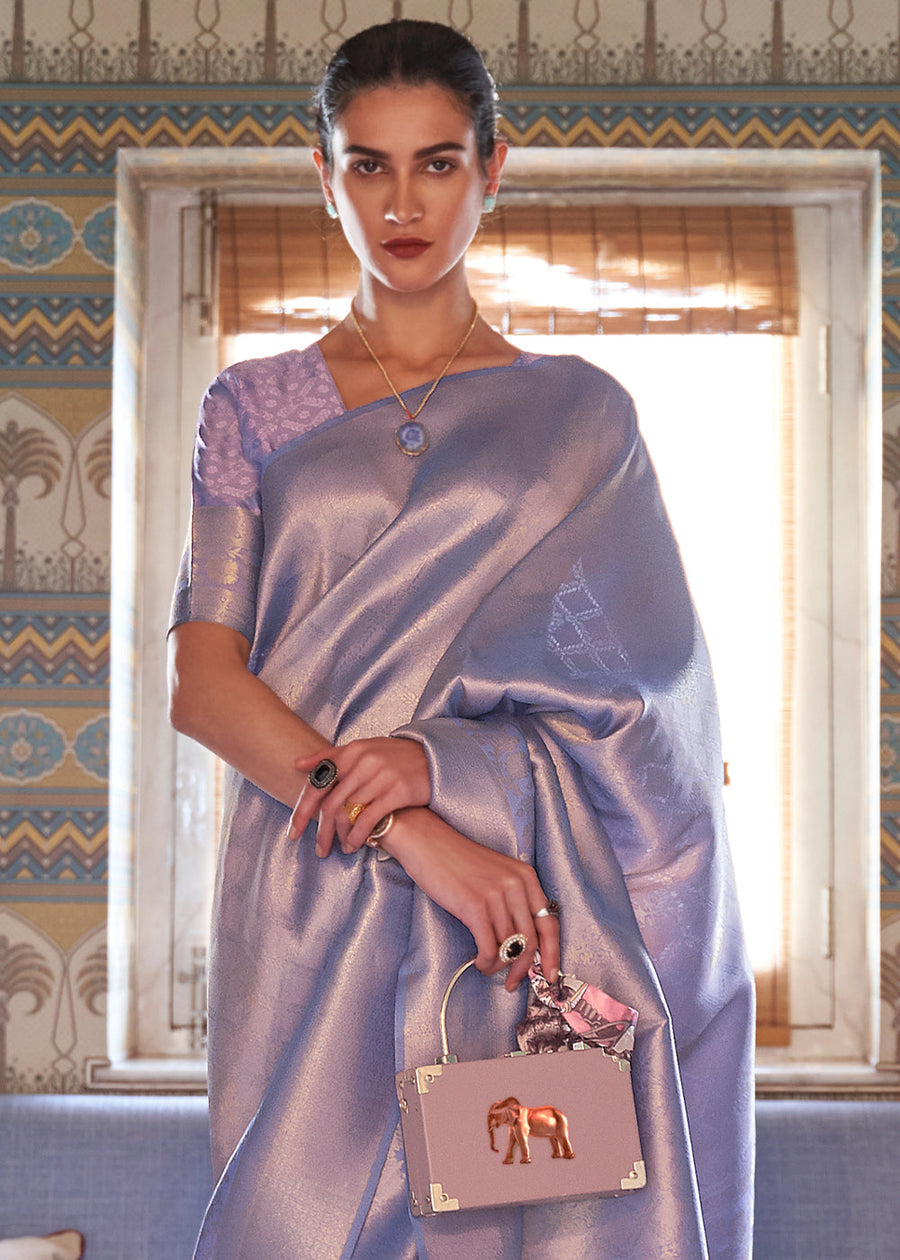 Pure Handloom Silk Purple Kanjivaram Saree
