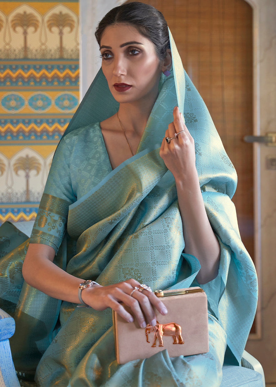 Pastel Blue Kanjivaram Silk Saree