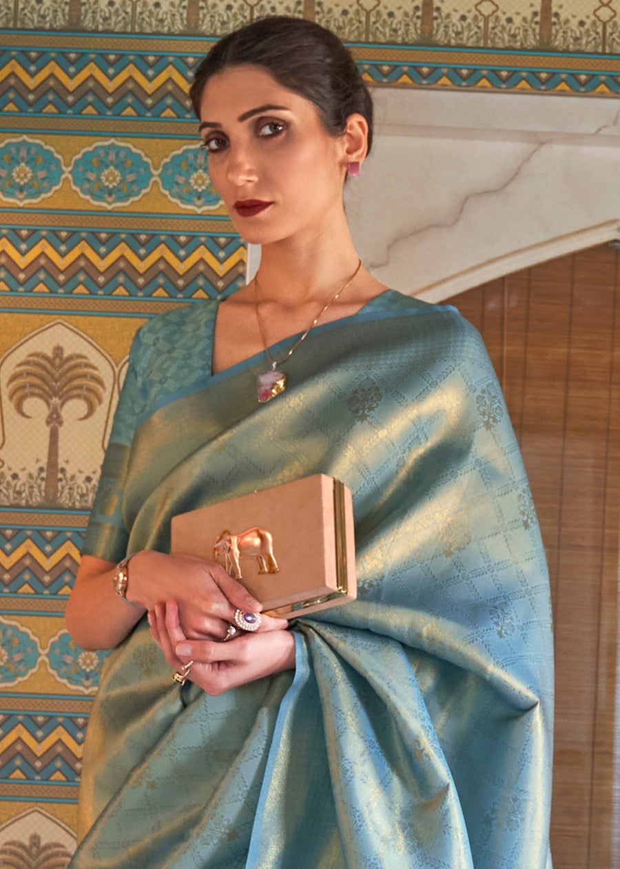Pastel Blue Kanjivaram Silk Saree