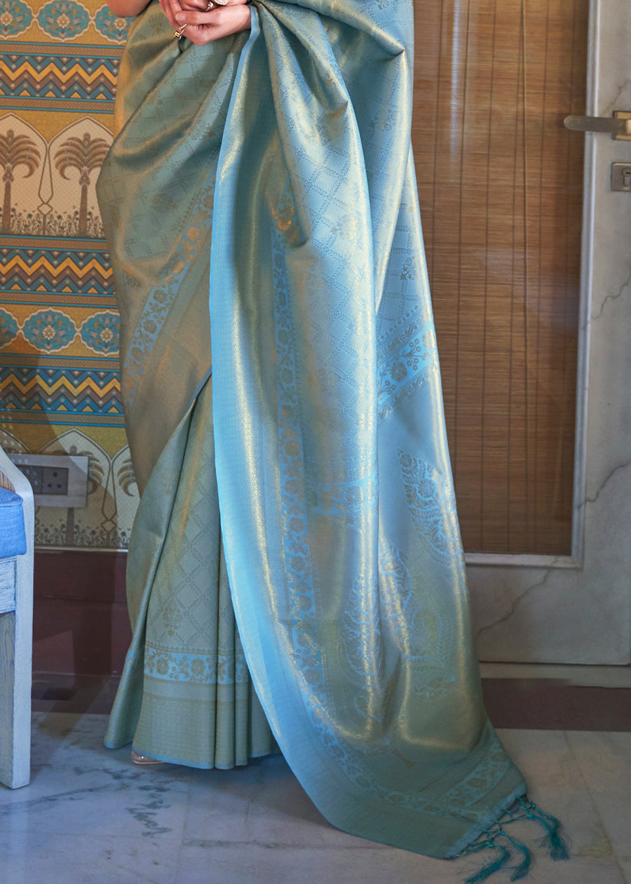 Pastel Blue Kanjivaram Silk Saree