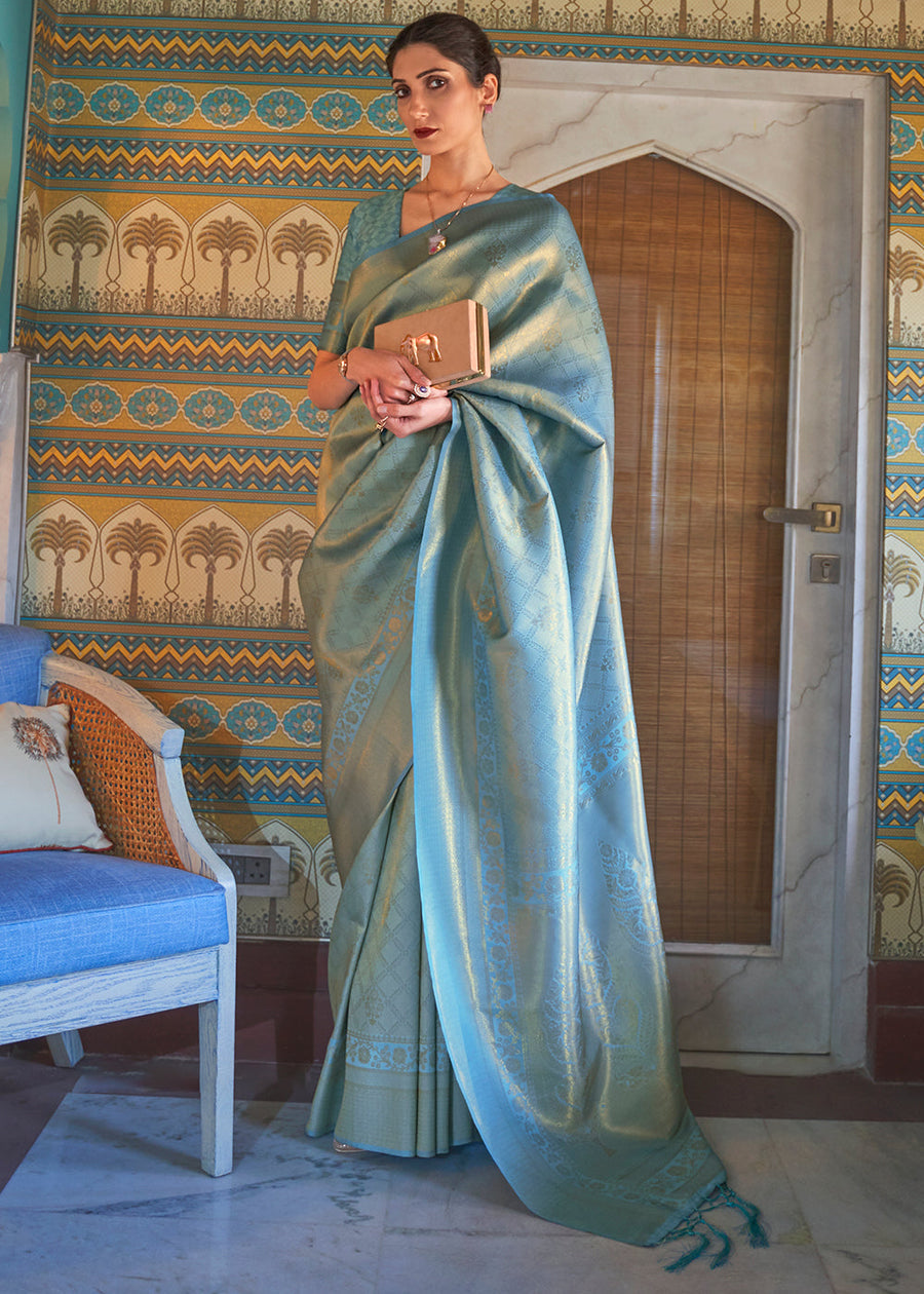 Pastel Blue Kanjivaram Silk Saree