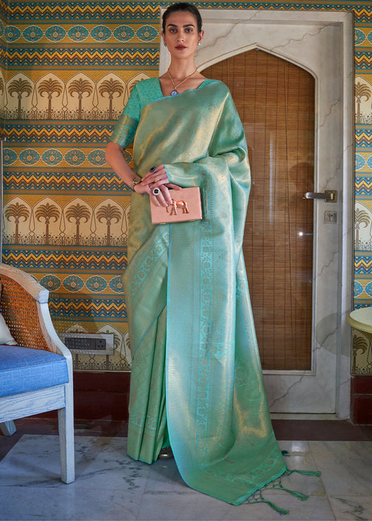 Pastel Green Kanjivaram Silk Saree