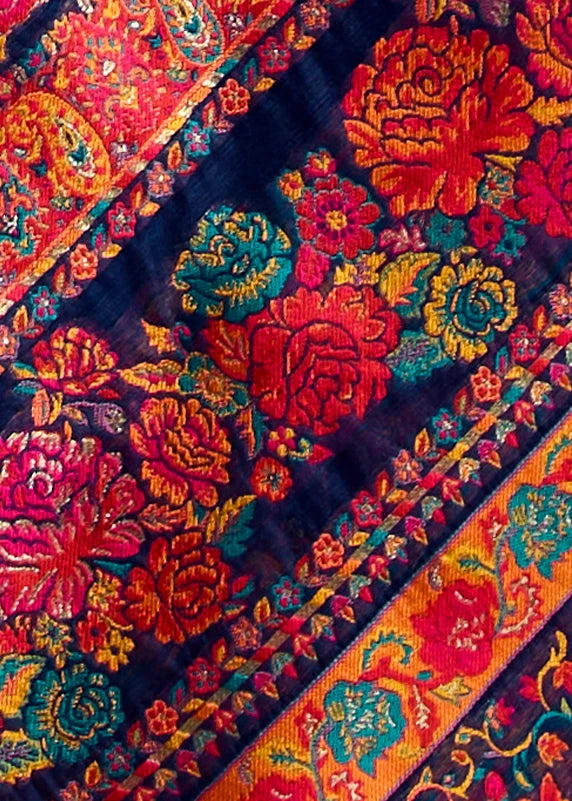 Pure Kashmiri Silk Royal Blue Saree