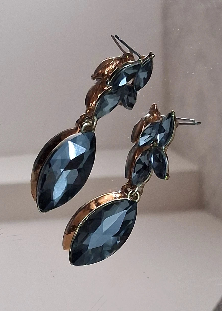 Greyish Black Rhinestone Cocktail Earrings