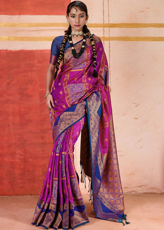 Pochampally Patola Silk Magenta Pink Ikkat Saree