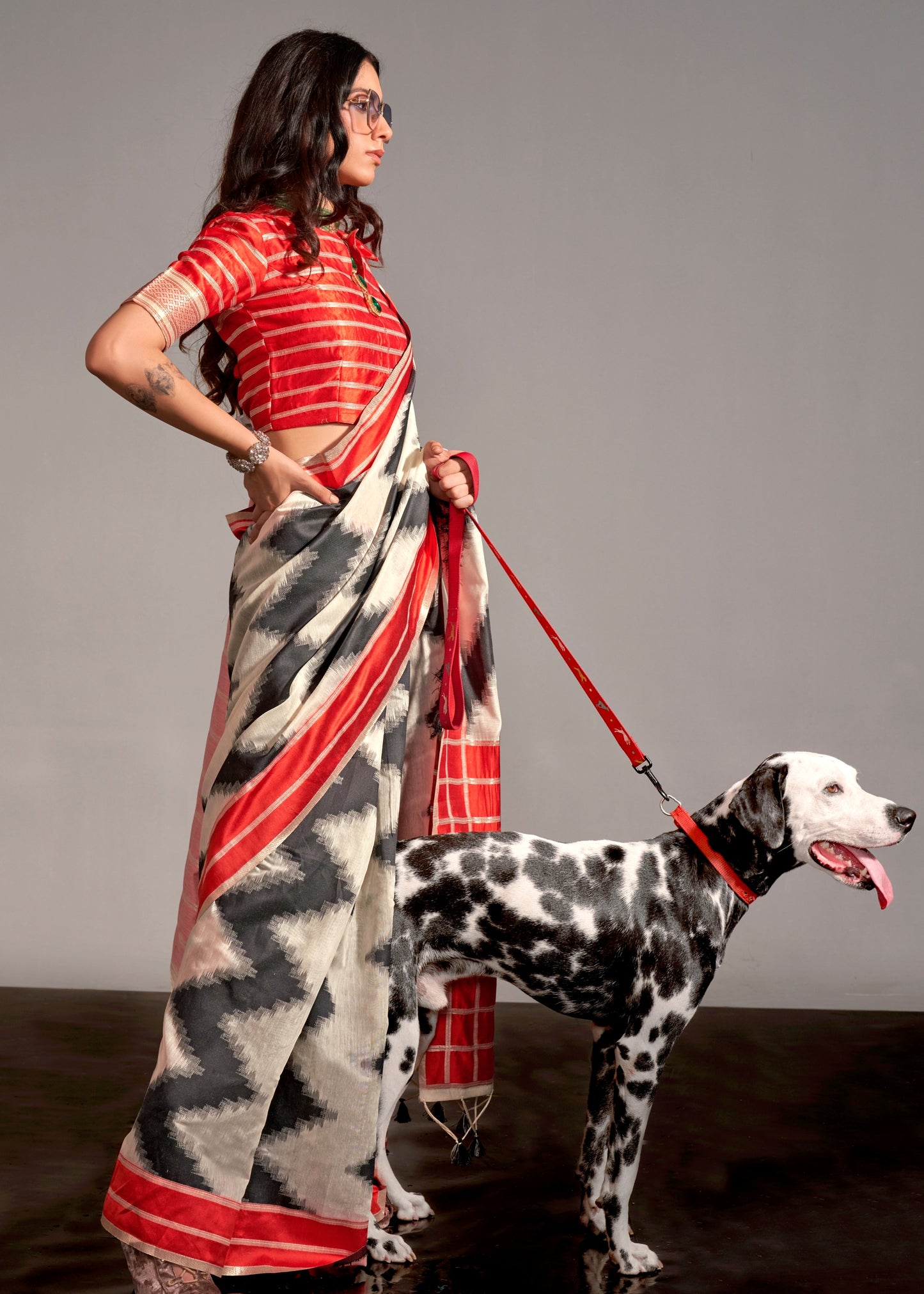 Off White and Red Cotton Silk Handloom Saree