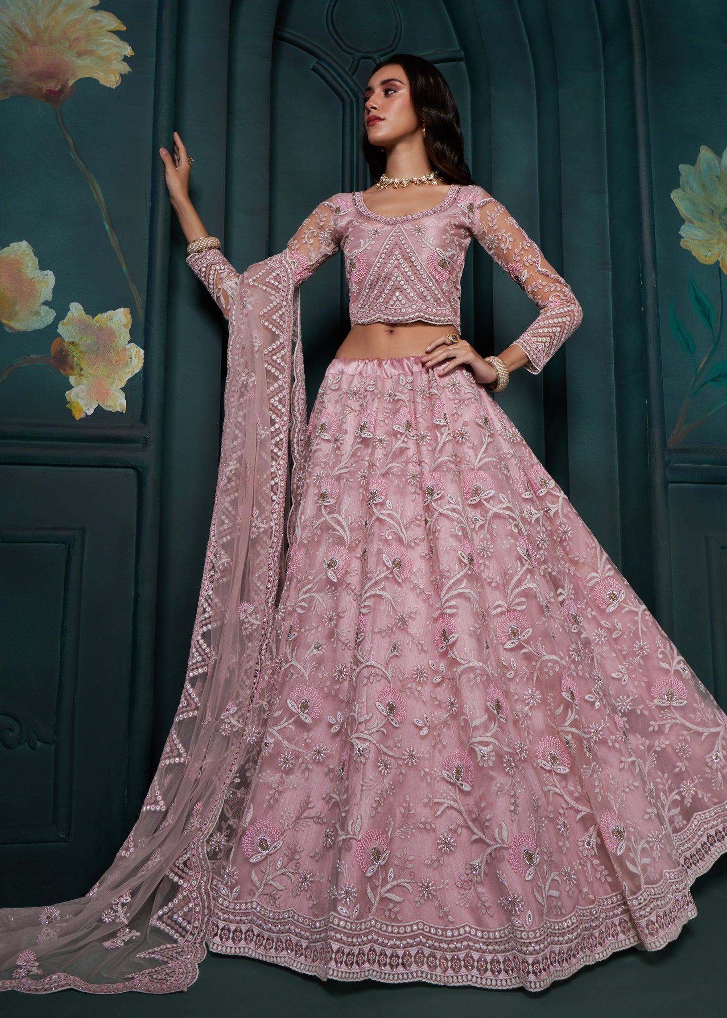 Designer Pink Bridal Lehenga Choli