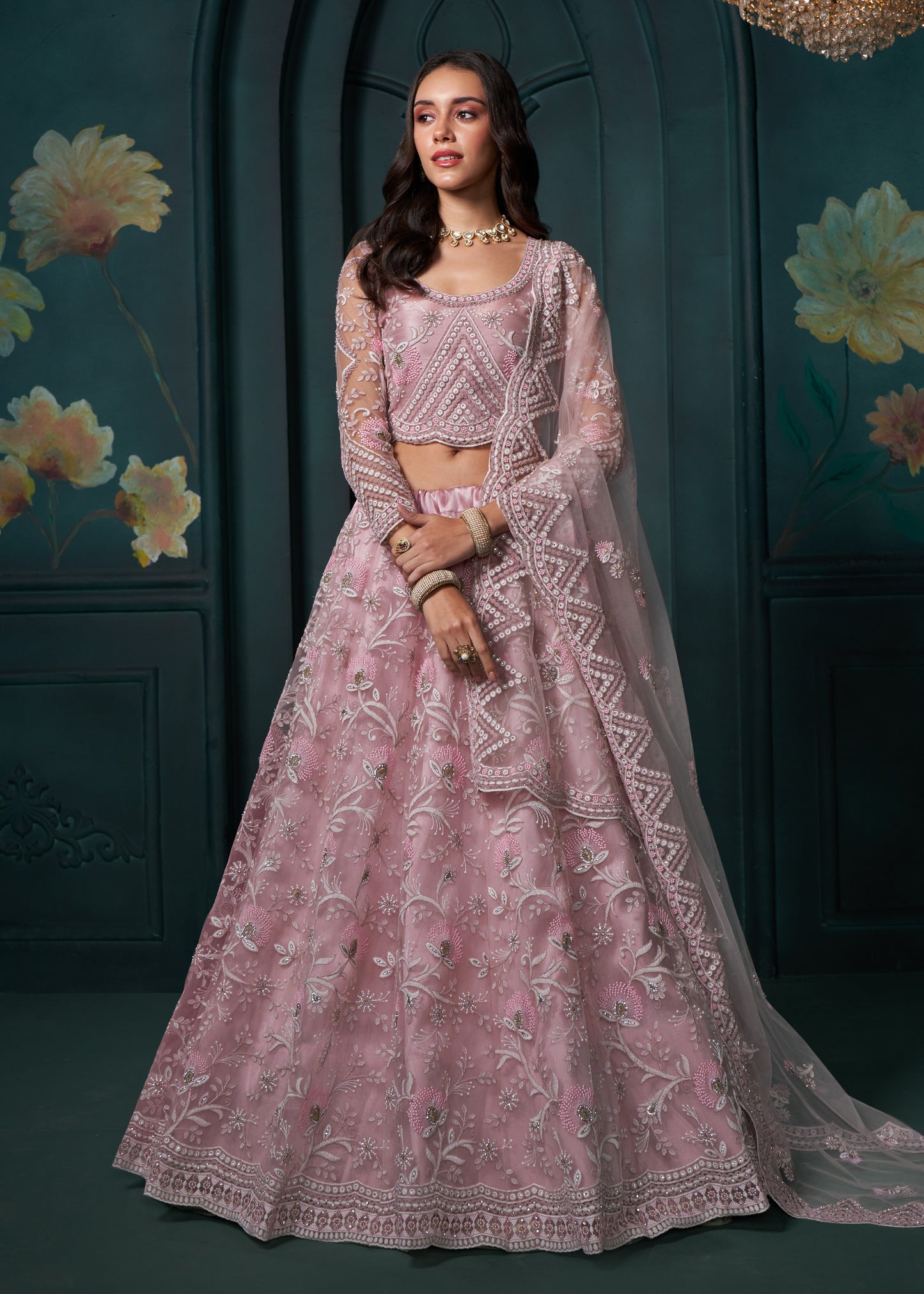 Designer Pink Bridal Lehenga Choli