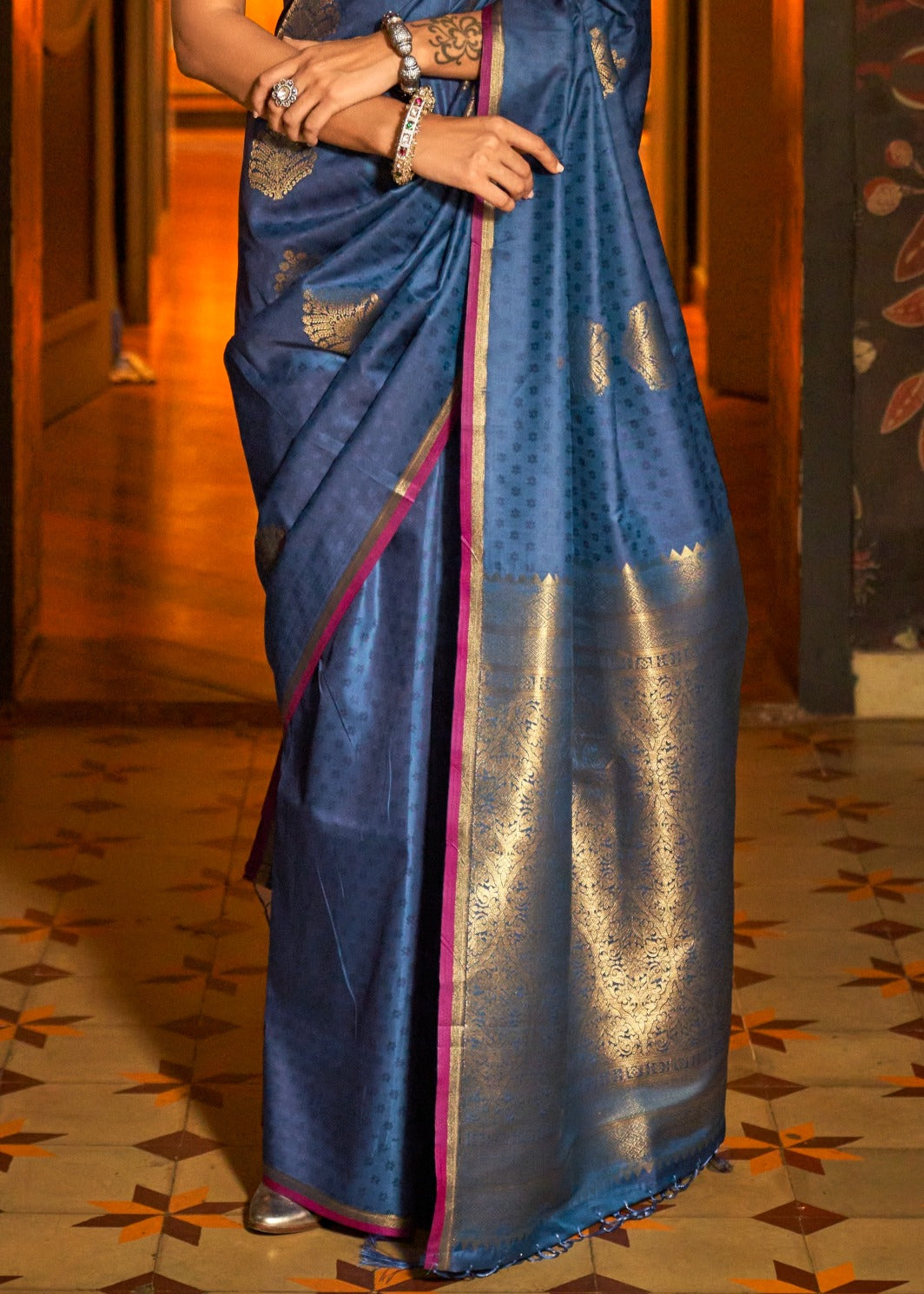 Banarasi Silk Royal Blue Handloom Saree