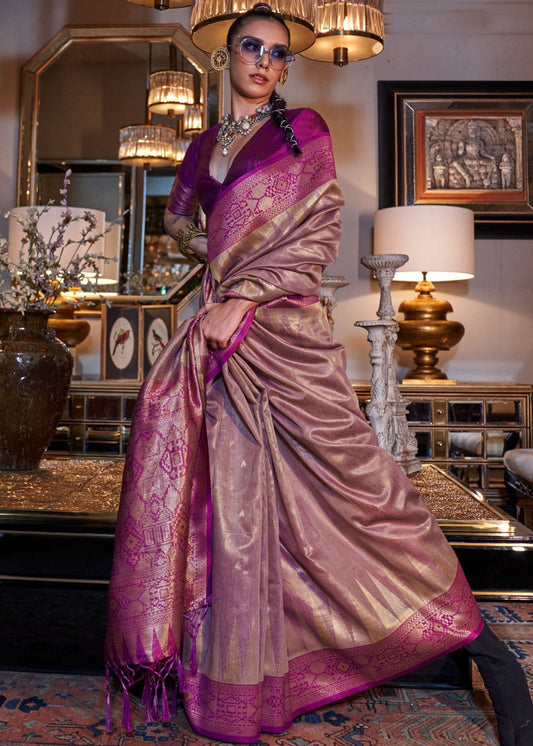 Banarasi Tissue Silk Pink Zari Saree