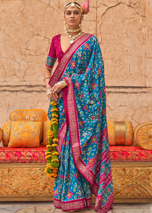 Patan Patola Silk Blue Saree