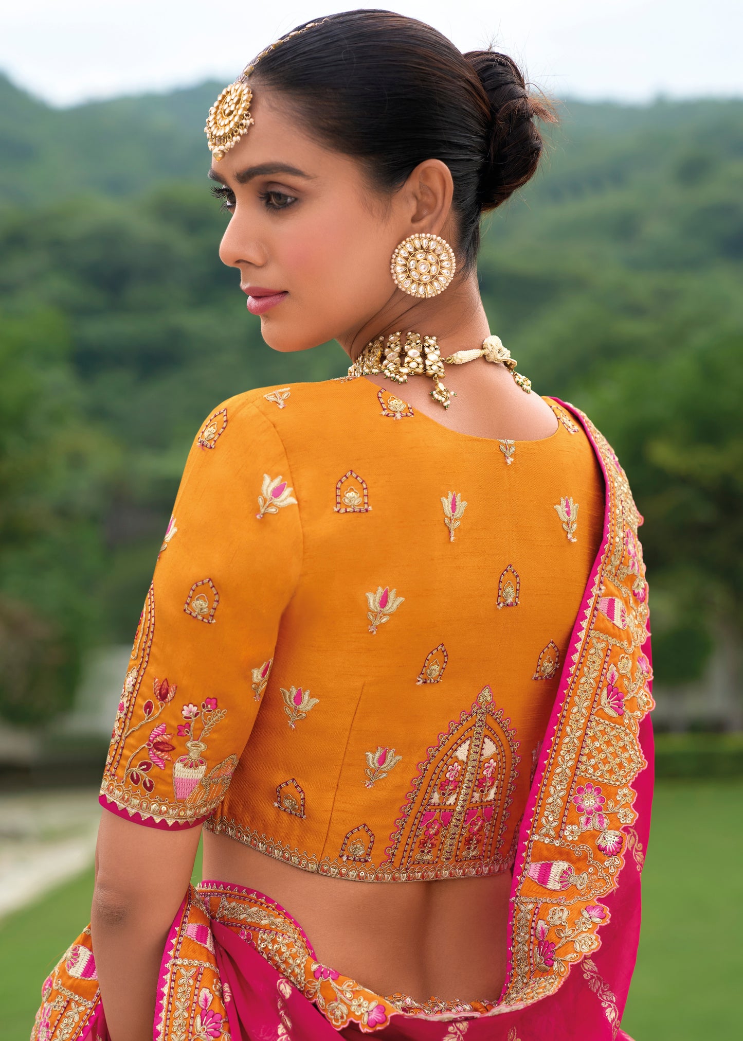 Yellow Banarasi Silk Lehenga Choli