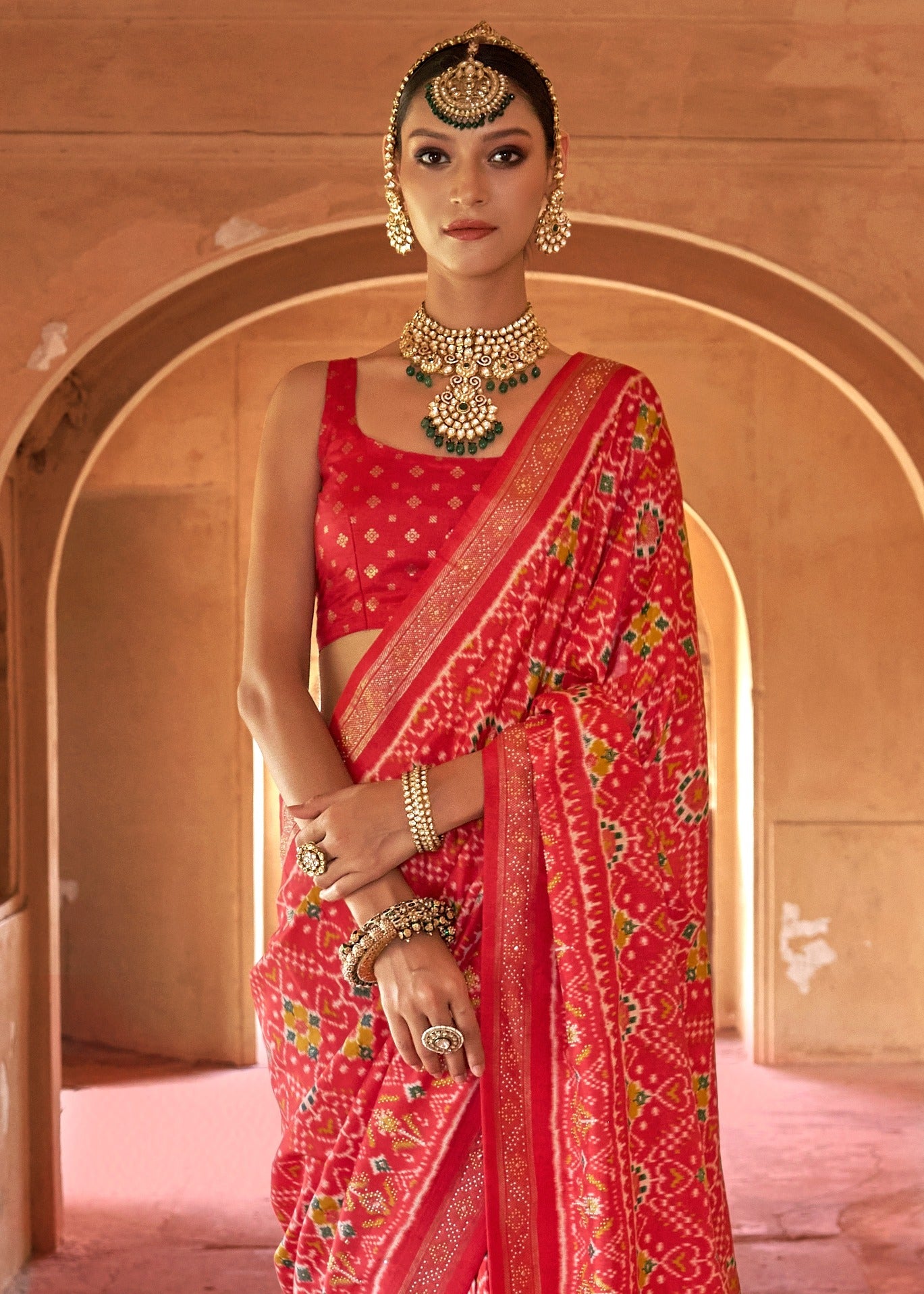 Traditional Design Crimson Red Patola Silk Saree