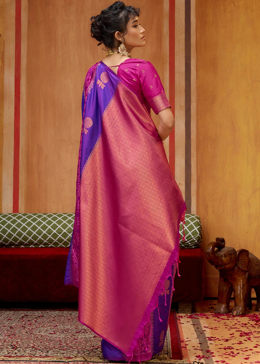 Pink and Purple Banarasi Patola Handloom Silk Saree