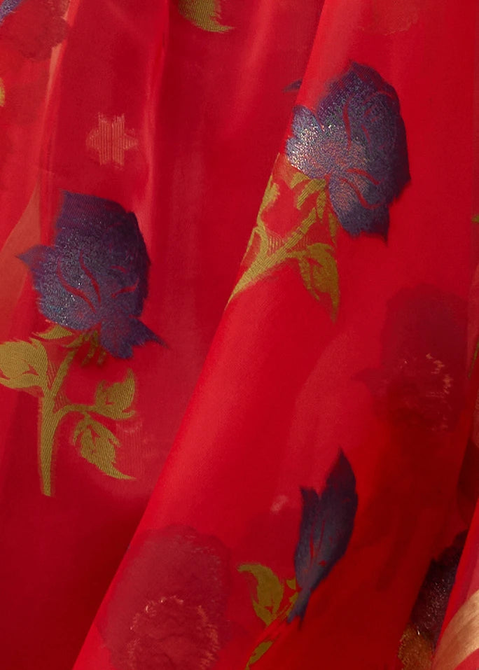 Red Pure Cotton Silk Handloom Saree
