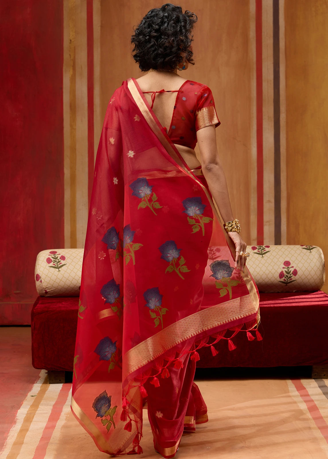 Red Pure Cotton Silk Handloom Saree