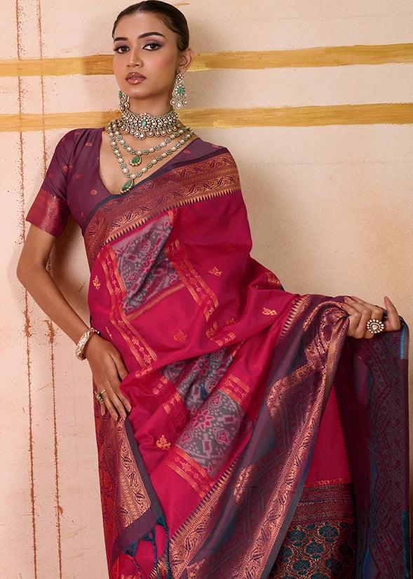 Pochampally Patola Silk Red Ikkat Saree