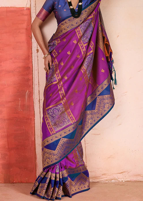 Pochampally Patola Silk Magenta Pink Ikkat Saree