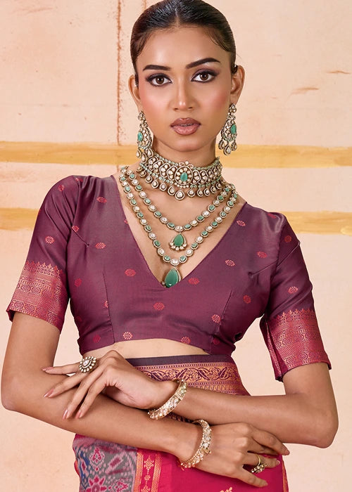 Pochampally Patola Silk Red Ikkat Saree