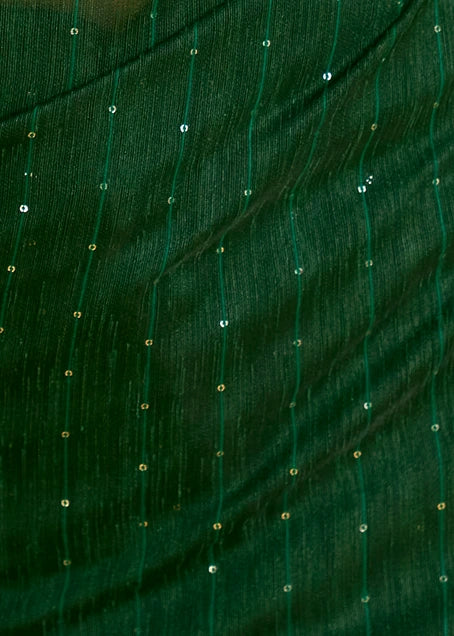 Dark Green and Golden Muga Silk Handloom Weaving Saree