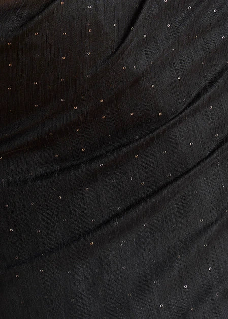 Black and Golden Muga Silk Handloom Weaving Saree