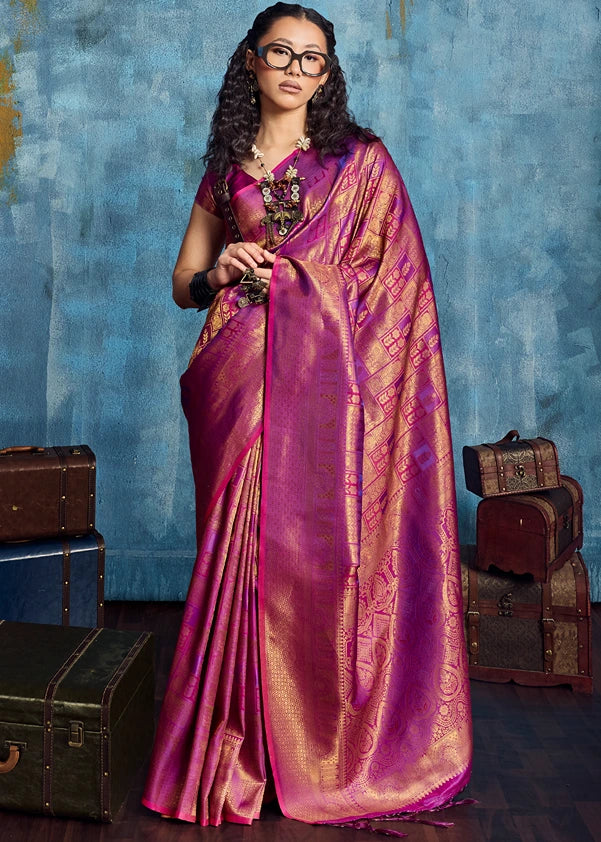 Magenta Pink Kanjivaram Silk Bridal Saree